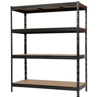 Metallsteckregal 180 x 150 x 60 cm 4 Holzböden 1200 kg schwarz Metallsteckregal von PRIMASTER