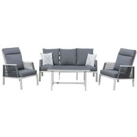 Primaster Lounge Set Cervia Sitzgruppe Garten Möbel Alu Weiß Stuhl Tisch Balkon von PRIMASTER
