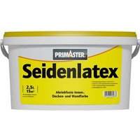 Primaster - Seidenlatex 2,5L Weiß Seidenglänzend Latexfarbe Wandfarbe Abriebfest von PRIMASTER
