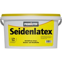 Primaster - Seidenlatex 2,5L Weiß Seidenglänzend Latexfarbe Wandfarbe Abriebfest von PRIMASTER