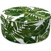 Primaster - Sitzpouf aufblasbar weiß grün ø 53 x 23 cm mit tropischen Blättern Sitzbänke, Hocker & Barhocker von PRIMASTER