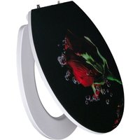 Primaster - WC-Sitz mit Absenkautomatik Rote Rose weiß Toilettensitz wc Deckel von PRIMASTER