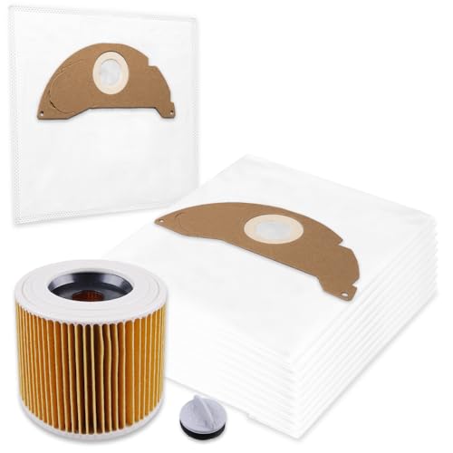 PRIMEBAG - 10 Staubsaugerbeutel Vlies Filter kompatibel für KÄRCHER 6.904-322.0 MV2 WD2 A2003 A2004 - Bestleistung beim Saugen von PRIMEBAG