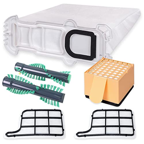PRIMEBAG - 12 Staubsaugerbeutel, Filter, Rundbürsten passend für Vorwerk Kobold 136 - VK136 mit EB 360 - Hochwertiges Spar-Set - Bestleistung beim Saugen von PRIMEBAG