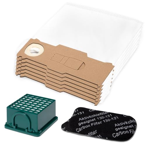 PRIMEBAG - 6 Staubsaugerbeutel und Filter-Set passend für Vorwerk Kobold 130 und 131 VK130 VK131 mit EB350 oder EB351 Elektrobürste - Filtertüten aus mehrlagigem Vlies - Bestleistung beim Saugen von PRIMEBAG