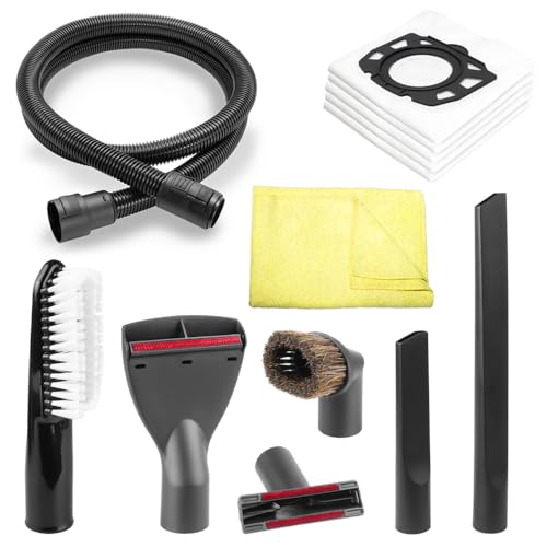 PRIMEBAG Autoinnenreinigungsset kompatibel mit Kärcher WD4 WD5 WD6 MV4 MV5 MV6 Nass- Trockensauger Zubehör Set für Autoreinigung inkl. 5 Beutel, Schlauchverlängerung, Mikrofasertuch, Autodüse uvm. von PRIMEBAG
