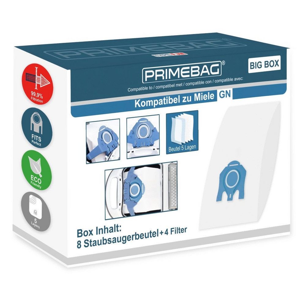 PRIMEBAG Staubsaugerbeutel 8 Vliesbeutel + Filter für Miele Typ GN 3D Efficiency kompatibel PRIMEBAG Staubsaugerbeutel 8 Vliesbeutel + Filter für Miele Typ GN 3D Efficiency kompatibel von PRIMEBAG