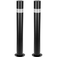 Primematik - Packung mit 2 Stück Stahlpollerpoller mit genageltem Sockel 75 x 600 mm, schwarz von PRIMEMATIK