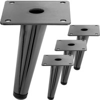 Primematik - 4er Pack Möbelbeine mit konischer Form und Anti-Rutsch-Schutz 12cm schwarz metallic von PRIMEMATIK