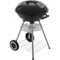 Runder 41x70 cm großer Holzkohlegrill mit Deckel und Rädern. BBQ-Grill für Garten und Camping - Primematik von PRIMEMATIK