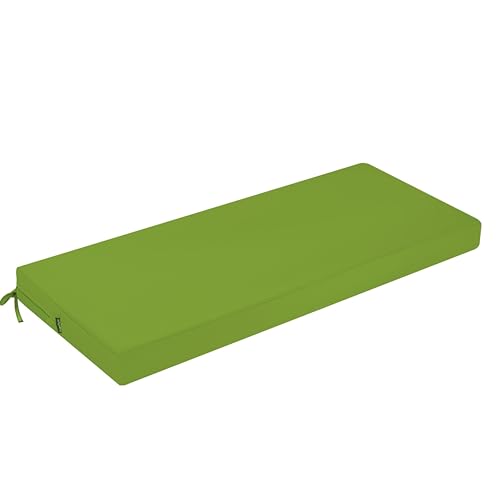 PRIMEPATIO Bankauflage Outdoor, Bequeme Schaumstoff Bankkissen Sitzauflage, Wasserdicht Sitzkissen, Hollywoodschaukel Auflagen mit Bändern, Verdicktes Polster für Gartenmöbel 100x40 cm, Grün von PRIMEPATIO