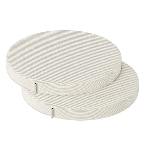 PRIMEPATIO Rund Stuhlkissen Set (2er, Beige) 40x40x5cm - Hochdichte Schaumstoff-Sitzauflage für Küchenstuhl, Gartenstuhl - Waschbar Bezug Indoor/Outdoor von PRIMEPATIO