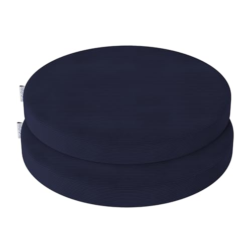 PRIMEPATIO Rund Stuhlkissen Set (2er, Blau) 35x35x5cm - Hochdichte Schaumstoff-Sitzauflage für Küchenstuhl, Gartenstuhl - Waschbar Bezug Indoor/Outdoor von PRIMEPATIO