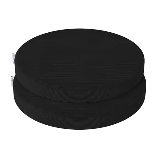PRIMEPATIO Rund Stuhlkissen Set (2er, Schwarz) 35x35x5cm - Hochdichte Schaumstoff-Sitzauflage für Küchenstuhl, Gartenstuhl - Waschbar Bezug Indoor/Outdoor von PRIMEPATIO