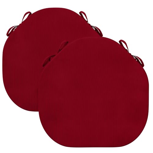 PRIMEPATIO Sitzkissen Stuhl Indoor, Hochdichter Schaumstoff-Stuhlauflage für Küchenstuhl, Esszimmerstuhl und Outdoor Gartenstuhl mit Bändern und Waschbar Bezug, Stuhlkissen 40x40x5cm 2er-Set, Rot von PRIMEPATIO