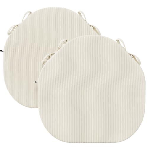 PRIMEPATIO Sitzkissen Stuhl Indoor, Hochdichter Schaumstoff-Stuhlauflage für Küchenstuhl, Esszimmerstuhl und Outdoor Gartenstuhl mit Bändern und Waschbar Bezug, Stuhlkissen 45x45x5cm 2er-Set, Beige von PRIMEPATIO