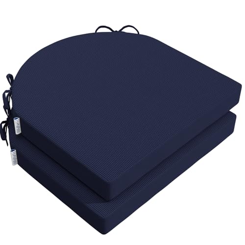 PRIMEPATIO Stuhlkissen 40x40x5cm (2er-Set) Blau - Hochdichter Schaumstoff Indoor/Outdoor für Küche, Esszimmer, Garten - Mit Fixierbändern & Waschbarem Bezug von PRIMEPATIO