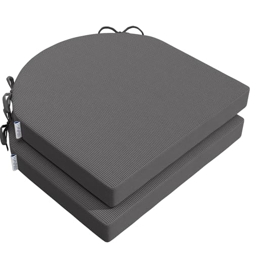 PRIMEPATIO Stuhlkissen 45x45x5cm (2er-Set) Anthrazit - Hochdichter Schaumstoff Indoor/Outdoor für Küche, Esszimmer, Garten - Mit Fixierbändern & Waschbarem Bezug von PRIMEPATIO