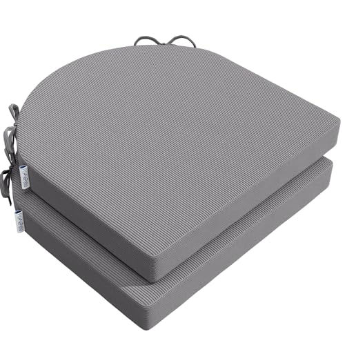 PRIMEPATIO Stuhlkissen 45x45x5cm (2er-Set) Hellgrau - Hochdichter Schaumstoff Indoor/Outdoor für Küche, Esszimmer, Garten - Mit Fixierbändern & Waschbarem Bezug von PRIMEPATIO