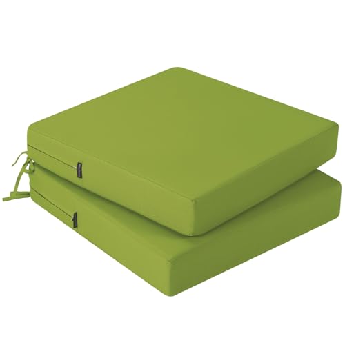 PRIMEPATIO Stuhlkissen für den Außenbereich 2er-Set, wasserdichte Sitzkissen für den Außenbereich, farbechte Terrassenstuhlkissen mit Bändern, Terrassenmöbel, Gartensofa, 40x40cm, Apfelgrün von PRIMEPATIO