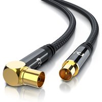 Primewire - Antennenkabel gewinkelt mit Braiding - Koaxialkabel - Koax Kupplung 90° Winkel zu Stecker gerade - hdtv 75 Ohm - 1 m von PRIMEWIRE