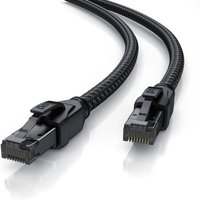 Primewire - Patchkabel cat 8 mit Baumwollummantelung, Gigabit Ethernet lan Kabel - Black Series, 40 Gbit/s - s/ftp pimf Schirmung, Netzwerkkabel - 20m von PRIMEWIRE