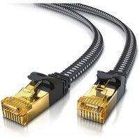 Primewire Flachbandpatchkabel CAT 7 mit Baumwollummantelung - Gigabit Ethernet LAN Kabel - 10 Gbit/s - U/FTP PIMF Schirmung - Netzwerkkabel - 5m von PRIMEWIRE