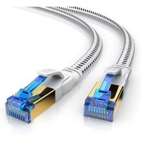 Primewire - Flachbandpatchkabel cat 8 mit Baumwollummantelung - Gigabit Ethernet lan Kabel - 40 Gbit/s - s/ftp pimf Schirmung - Netzwerkkabel - 2m von PRIMEWIRE