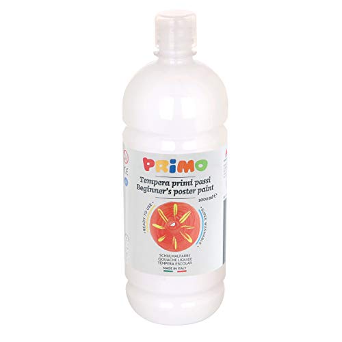 PRIMO Schulmalfarbe für Kinder| wasserlösliche Tempera-Farbe | 1000 ml Flasche mit Dosierverschluss | versch. Farben (weiß) von Primo