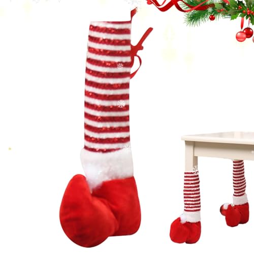 PRIMUZ Weihnachts-Tischbeinüberzüge, Tischbeine mit Elfenfüßen, Weihnachts-Stuhlsoc, lustige Weihnachts-Möbelsocken, Weihnachtsbaumstrümpfe für Büros, Wohnheim, Schlafzimmer (30 x 19 x 4 cm) von PRIMUZ