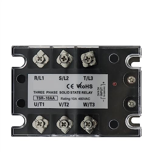 TSR SSR-10AA 25A 40A 60A 80A Drei Phase SSR Solid State Relais AC Control AC 480V 70-280V Eingang Aluminium Kühler Kühlkörper 1Pcs (Size : 10A) von PRIMUZ