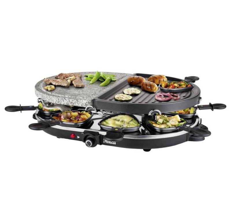 PRINCESS Fleischhammer Raclette Grill - Oval, 1200 W 01.162710.01.001, 8 Pfännchen, Antihaftbeschichtung, Kontrollleuchte von PRINCESS