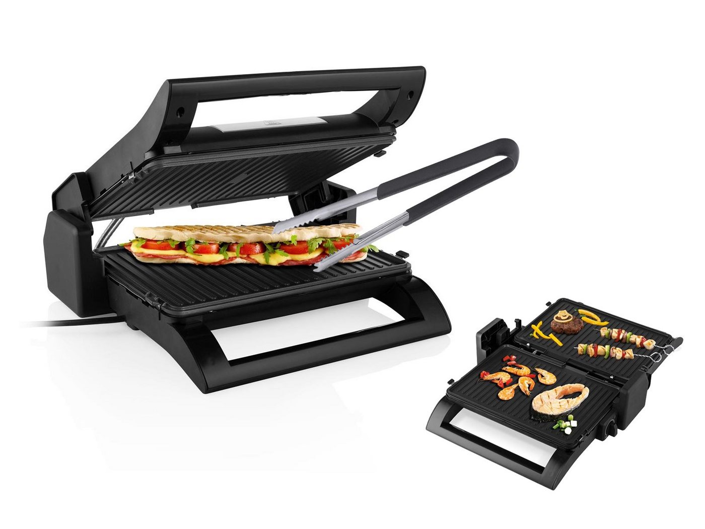 PRINCESS Kontaktgrill, 1500 W, Elektro Multi Tisch-Grill Indoor Paninimaker Wechselplatten Grillzange von PRINCESS