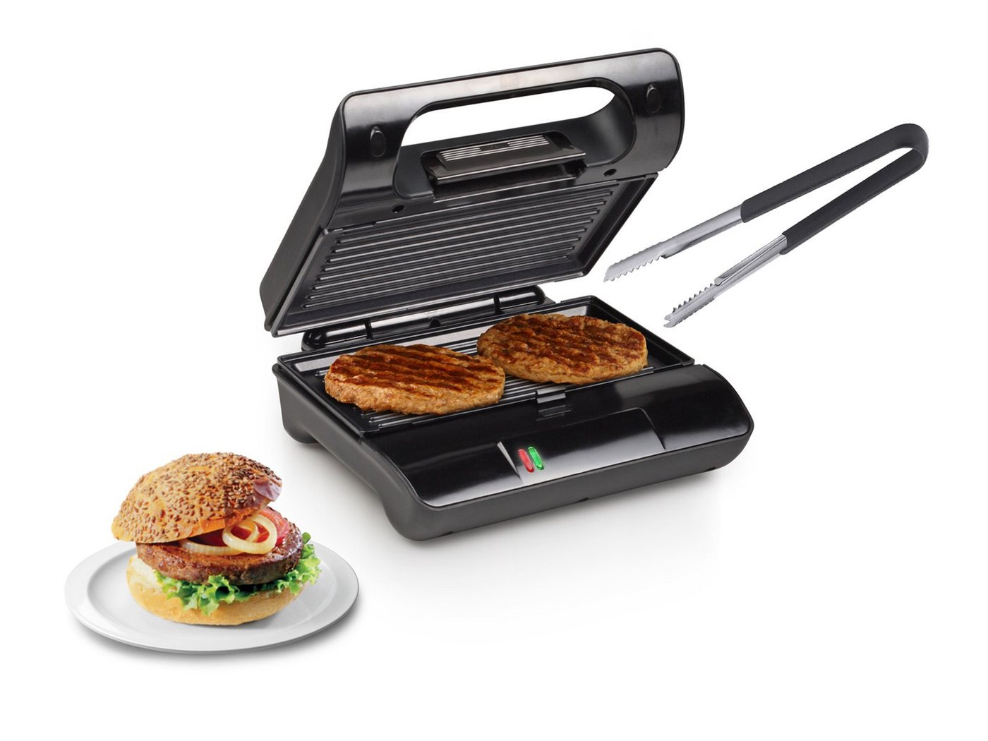 PRINCESS Kontaktgrill, 700 W, Mini Elektro Tisch-Grill & Zange Multi Indoor Paninimaker 23x13cm von PRINCESS