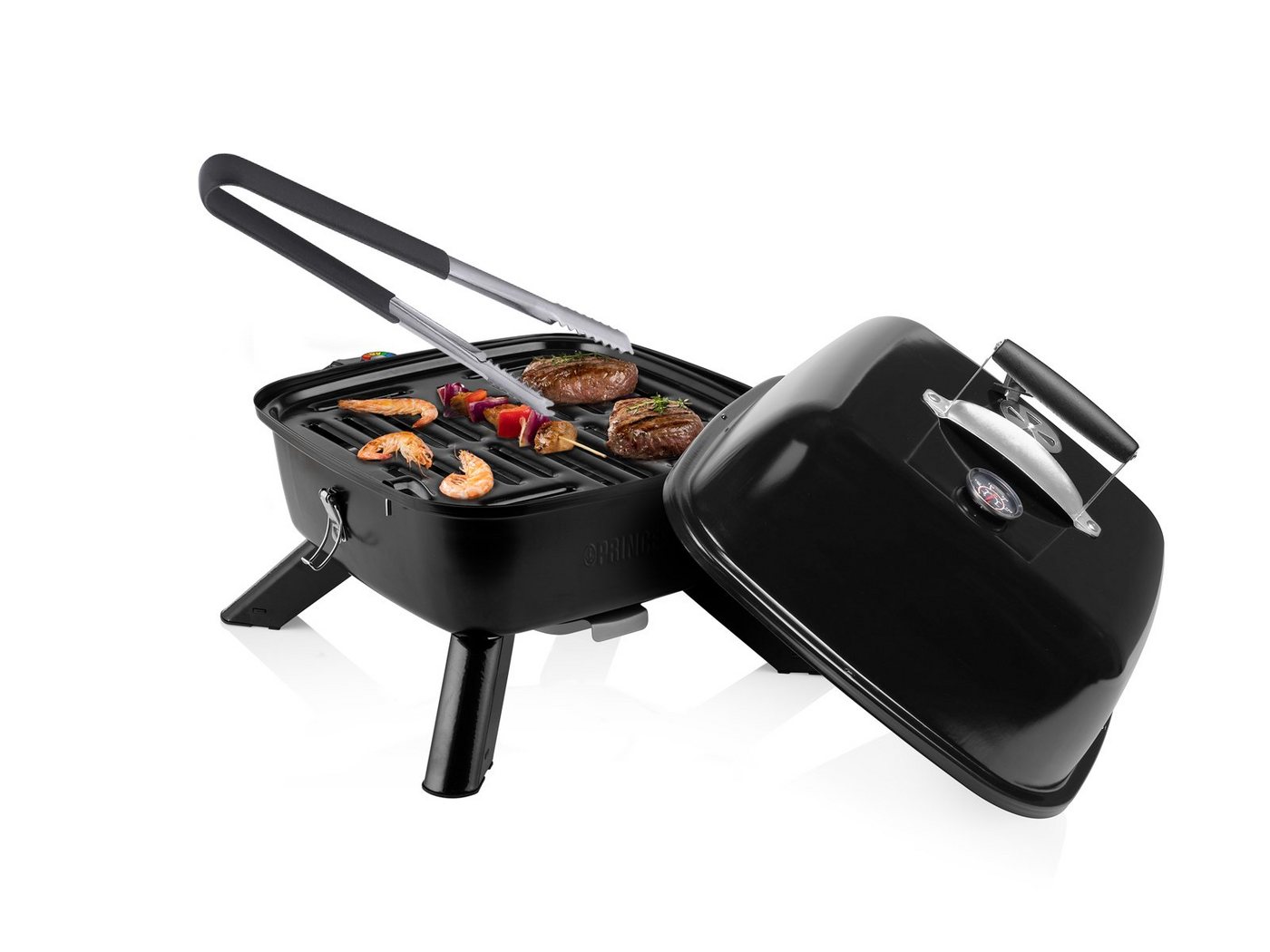 PRINCESS Tischgrill, 2000 W, Hybrid Holzgriller & Elektrogrill mit Deckel Camper Grill-Geräte von PRINCESS