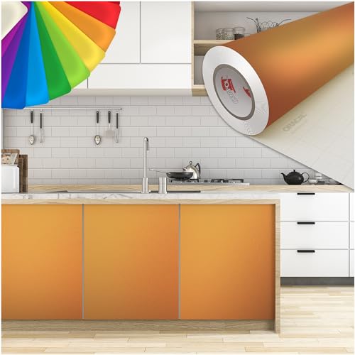 PRINT.GG Klebefolie Möbel - Möbelfolie in vielen Größen - Selbstklebende Folie in vielen Farben - Klebefolie Schwarz Matt für verschiedene Möbeltypen, 100 x 200 cm, Kupfer Matt von PRINT.GG