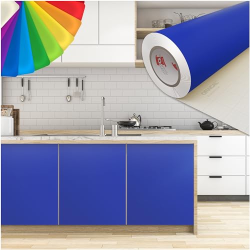 PRINT.GG Klebefolie Möbel - Möbelfolie in vielen Größen - Selbstklebende Folie in vielen Farben - Klebefolie Schwarz Matt für verschiedene Möbeltypen, 100 x 400 cm, Modra-Blau Matt PRINT.GG Klebefolie Möbel - Möbelfolie in vielen Größen - Selbstklebende Folie in vielen Farben - Klebefolie Schwarz Matt für verschiedene Möbeltypen, 100 x 400 cm, Modra-Blau Matt von PRINT.GG