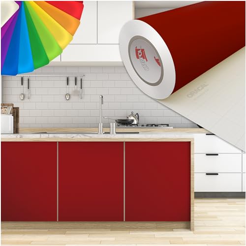 PRINT.GG Klebefolie Möbel - Möbelfolie in vielen Größen - Selbstklebende Folie in vielen Farben - Klebefolie Schwarz Matt für verschiedene Möbeltypen, 100 x 500 cm, Burgundrot Matt von PRINT.GG