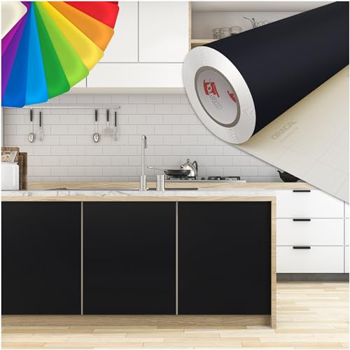PRINT.GG Klebefolie Möbel - Möbelfolie in vielen Größen - Selbstklebende Folie in vielen Farben - Klebefolie Schwarz Matt für verschiedene Möbeltypen, 100 x 600 cm, Schwarz Matt PRINT.GG Klebefolie Möbel - Möbelfolie in vielen Größen - Selbstklebende Folie in vielen Farben - Klebefolie Schwarz Matt für verschiedene Möbeltypen, 100 x 600 cm, Schwarz Matt von PRINT.GG