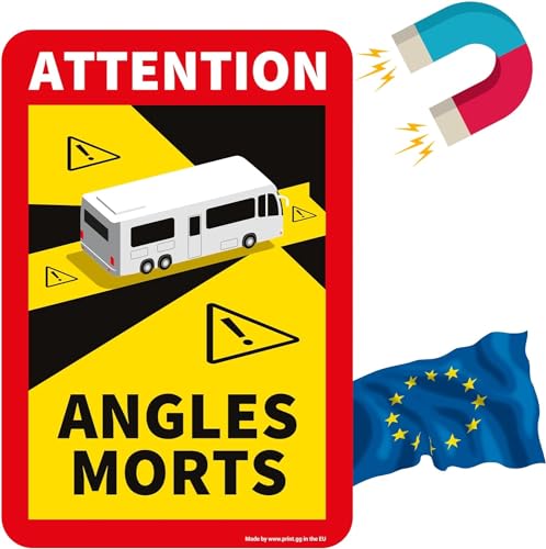 Toter Winkel Aufkleber Frankreich - Angles Morts Magnet Wohnmobil und Bus - magnetschild auto 17 x 25 cm - Wohnmobil Aufkleber Warntafel von PRINT.GG