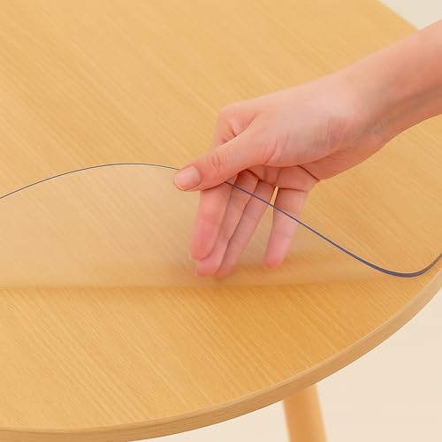 Tischfolie Transparent 2mm Runde Form - Viele Größen, Abwaschbare Tischdecke Glasklar, Durchsichtige Schreibtischunterlage, Tischschutz PVC-Folie mit Abgeschrägter Kante von PRINT.GG