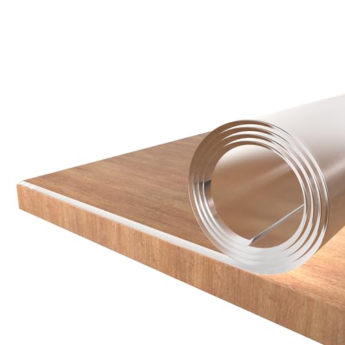 Tischfolie Transparent 2mm Runde Form - Viele Größen, Abwaschbare Tischdecke Glasklar, Durchsichtige Schreibtischunterlage, Tischschutz PVC-Folie mit Abgeschrägter Kante von PRINT.GG