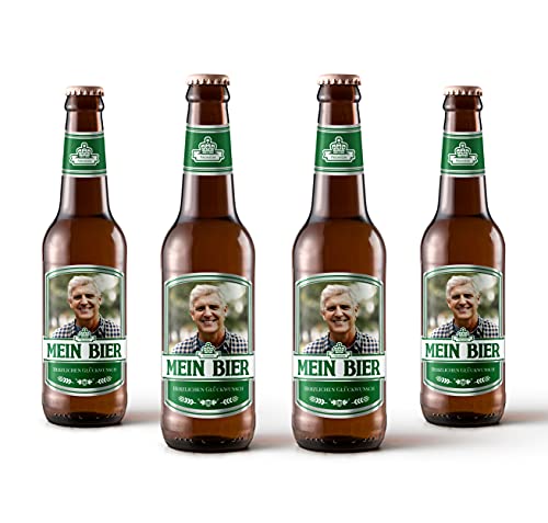 Bierflaschen Etikett personalisiert mit Foto & Text | Aufkleber-Set | ab 6 Stück | Motiv: Max (Grün) von PRINTALA