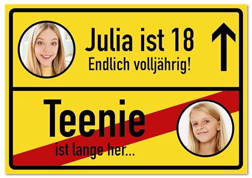 Geburtstag Schild personalisiert mit Fotos & Texten nach Wahl | Party Deko Geschenkidee | Ortsschild personalisiert | Party Deko für Mädchen und Junge von PRINTALA