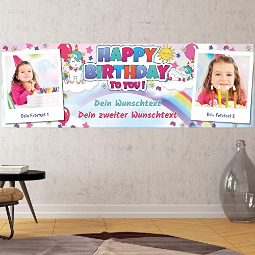 Geburtstags Banner - personalisiert mit Deinen Texten & Fotos | XL - Format (Layout 10) von PRINTALA