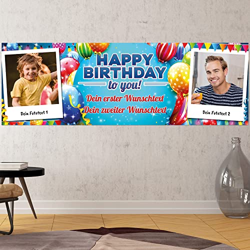Geburtstags Banner - personalisiert mit Deinen Texten & Fotos | XL - Format (Layout 11) von PRINTALA