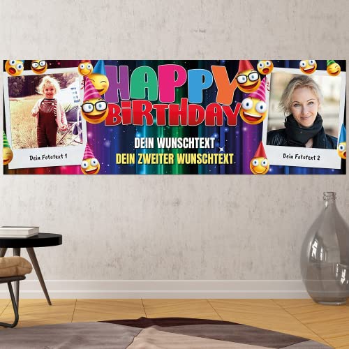 Geburtstags Banner - personalisiert mit Deinen Texten & Fotos | XL - Format (Layout 3) von PRINTALA