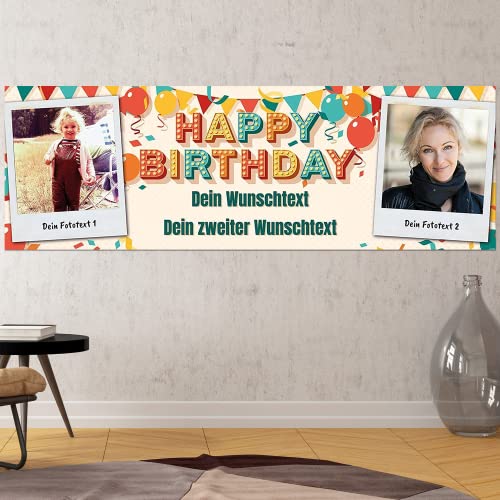 Geburtstags Banner - personalisiert mit Deinen Texten & Fotos | XL - Format (Layout 4) von PRINTALA