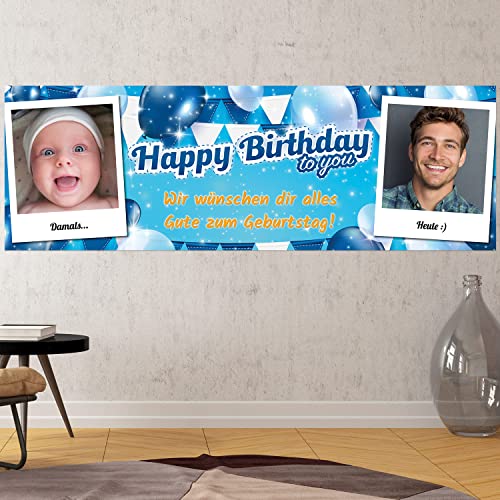 Geburtstags Banner - personalisiert mit Deinen Texten & Fotos | XL - Format (Layout 6) von PRINTALA