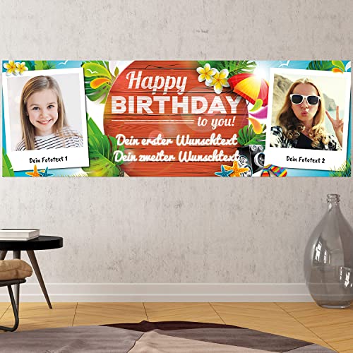 Geburtstags Banner - personalisiert mit Deinen Texten & Fotos | XL - Format (Layout 8) von PRINTALA
